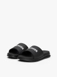Black Textured Logo Pool Slides  Men