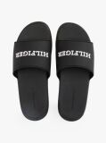 Black Textured Logo Pool Slides  Men