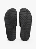 Black Textured Logo Pool Slides  Men