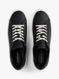 Black Leather Cupsole Trainers  Men