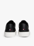 Black Leather Cupsole Trainers  Men