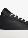 Black Leather Cupsole Trainers  Men