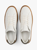 Beige Leather Cupsole Trainers  Men