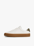 Beige Leather Cupsole Trainers  Men