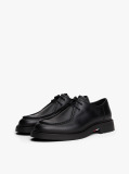 Black Lightweight Leather Moc Toe Shoes  Men