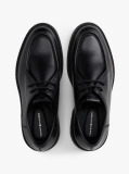 Black Lightweight Leather Moc Toe Shoes  Men