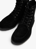 Black Cleat Suede Moc Toe Boots  Men