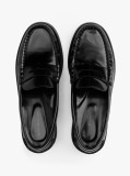 Μαύρο Δερμάτινα Loafers Με Ανάγλυφο Λογότυπο  Άνδρες