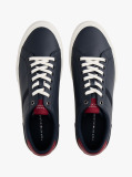 Blue Leather Mixed Texture Trainers  Men
