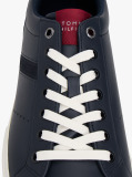 Blue Leather Mixed Texture Trainers  Men