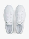 White Leather Mixed Texture Trainers  Men