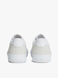 White Leather Mixed Texture Trainers  Men