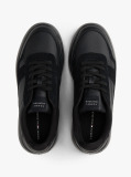 Black Leather Fine-Cleat Trainers  Men