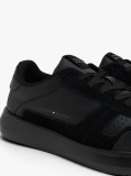 Black Leather Fine-Cleat Trainers  Men
