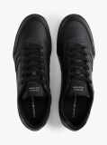 Black Debossed Logo Cupsole Trainers With Leather  Men