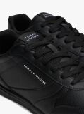 Black Debossed Logo Cupsole Trainers With Leather  Men