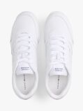 White Debossed Logo Cupsole Trainers With Leather  Men