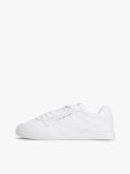 White Debossed Logo Cupsole Trainers With Leather  Men