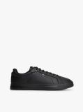 Black Lightweight Leather Cupsole Court Trainers  Men