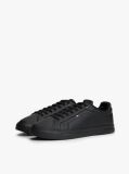 Black Lightweight Leather Cupsole Court Trainers  Men