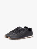 Black Low Profile Logo Leather Trainers  Men