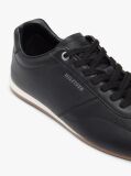 Black Low Profile Logo Leather Trainers  Men
