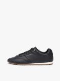Black Low Profile Logo Leather Trainers  Men