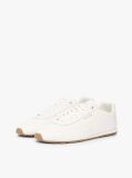 Beige Low Profile Logo Leather Trainers  Men