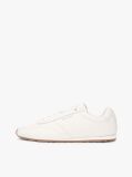 Beige Low Profile Logo Leather Trainers  Men