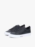 Black Contrast Midsole Debossed Leather Trainers  Men