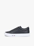 Black Contrast Midsole Debossed Leather Trainers  Men