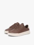 Καφέ Δερμάτινα Sneakers Με Ανάγλυφο Λογότυπο  Άνδρες