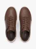 Καφέ Δερμάτινα Sneakers Με Ανάγλυφο Λογότυπο  Άνδρες