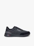 Black Retro Mixed Texture Trainers With Leather  Men