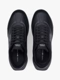 Black Retro Mixed Texture Trainers With Leather  Men