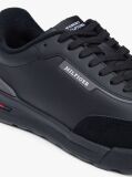 Black Retro Mixed Texture Trainers With Leather  Men