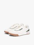 Beige Retro Mixed Texture Trainers With Leather  Men