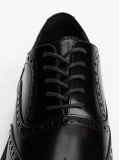 Black Leather Lace-Up Brogue Shoes  Men