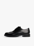 Black Leather Lace-Up Brogue Shoes  Men