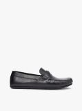 Black Flag Plaque Leather Driver Shoes  Men