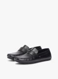 Black Flag Plaque Leather Driver Shoes  Men