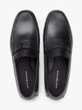 Black Flag Plaque Leather Driver Shoes  Men
