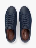 Blue Leather Mixed Texture Court Trainers  Men