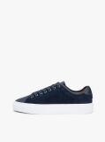 Blue Leather Mixed Texture Court Trainers  Men