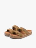 Brown Suede Buckle Cork Footbed Serrated Sandals  Men