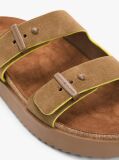 Brown Suede Buckle Cork Footbed Serrated Sandals  Men