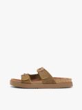 Brown Suede Buckle Cork Footbed Serrated Sandals  Men