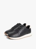 Μαύρο Δερμάτινα Sneakers Με Ανάγλυφο Λογότυπο  Άνδρες