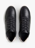 Μαύρο Δερμάτινα Sneakers Με Ανάγλυφο Λογότυπο  Άνδρες