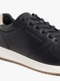 Μαύρο Δερμάτινα Sneakers Με Ανάγλυφο Λογότυπο  Άνδρες